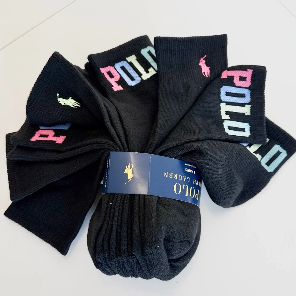 Polo Ralph Lauren Men`s Half Cushioned No Show Socks 6 Pack